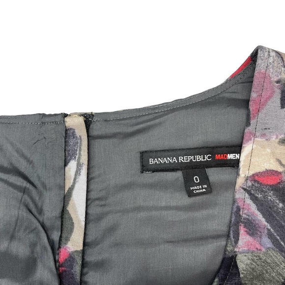 BANANA REPUBLIC Linen Blend Printed Bobbie Shift Dress Sz 0 Mad Men Collection - Picture 6 of 9